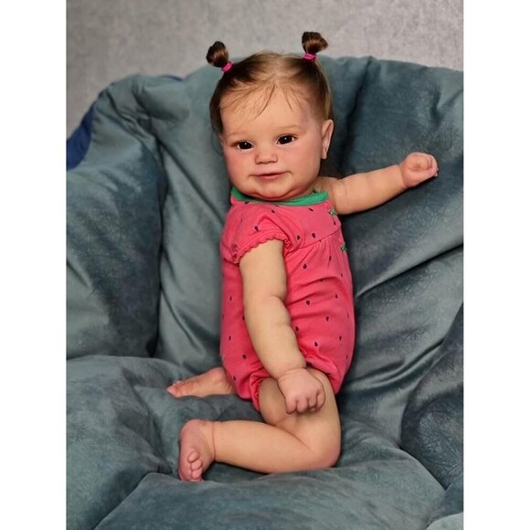 🆕20 Inch Girl Full Silicone Soft Vinyl Realistic  Smile Reborn Newborn Bab Doll - Picture 3 of 4